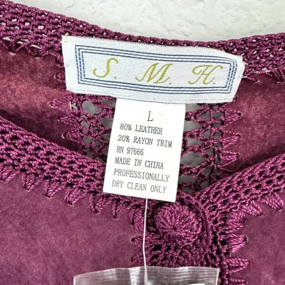 Rare Vintage Dead Stock Womens Leather Lace Jacket Size L Boho Chic Festival - Picture 2 of 7